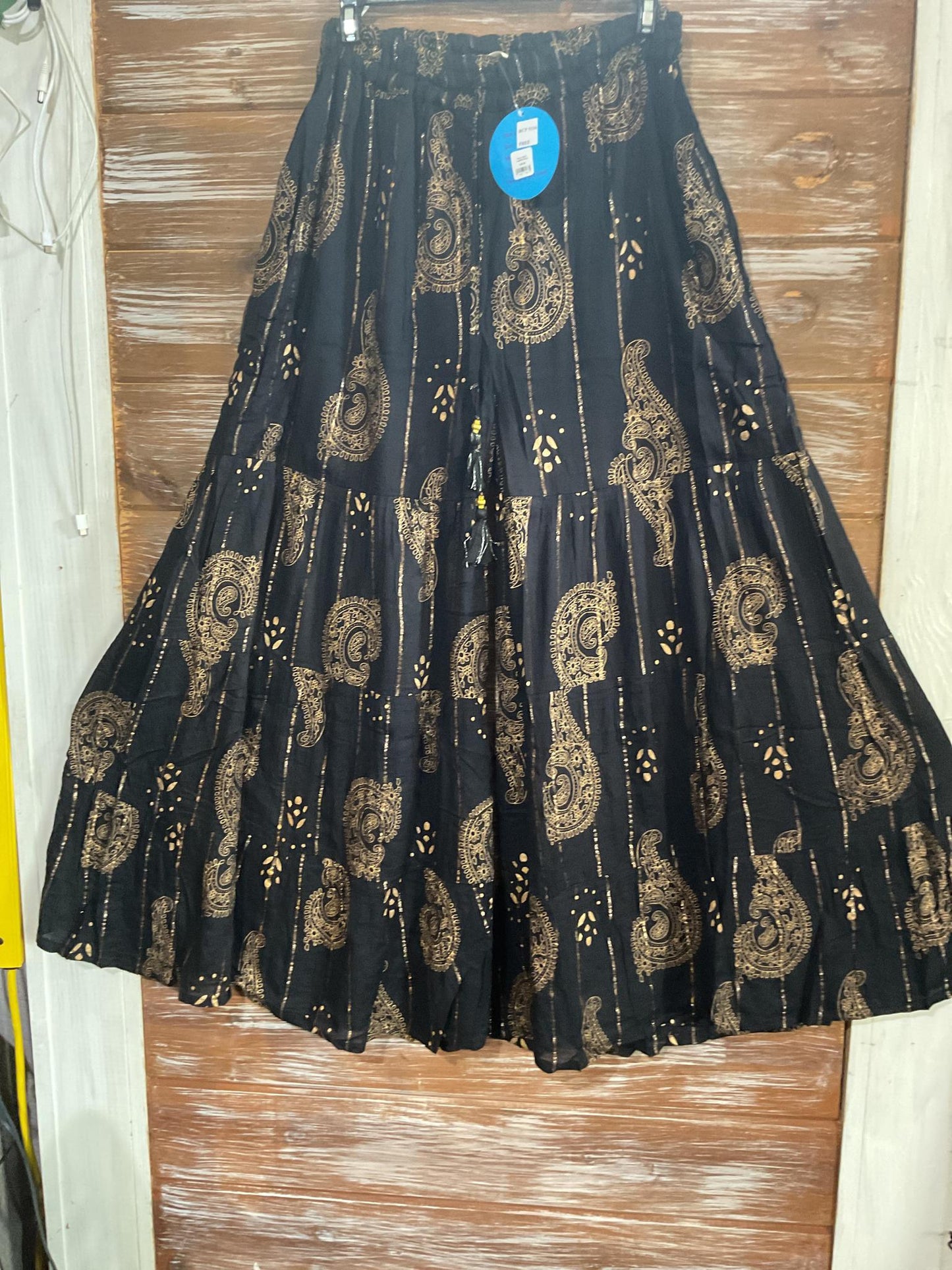 Multi Layered Black and Gold Rayon Pants