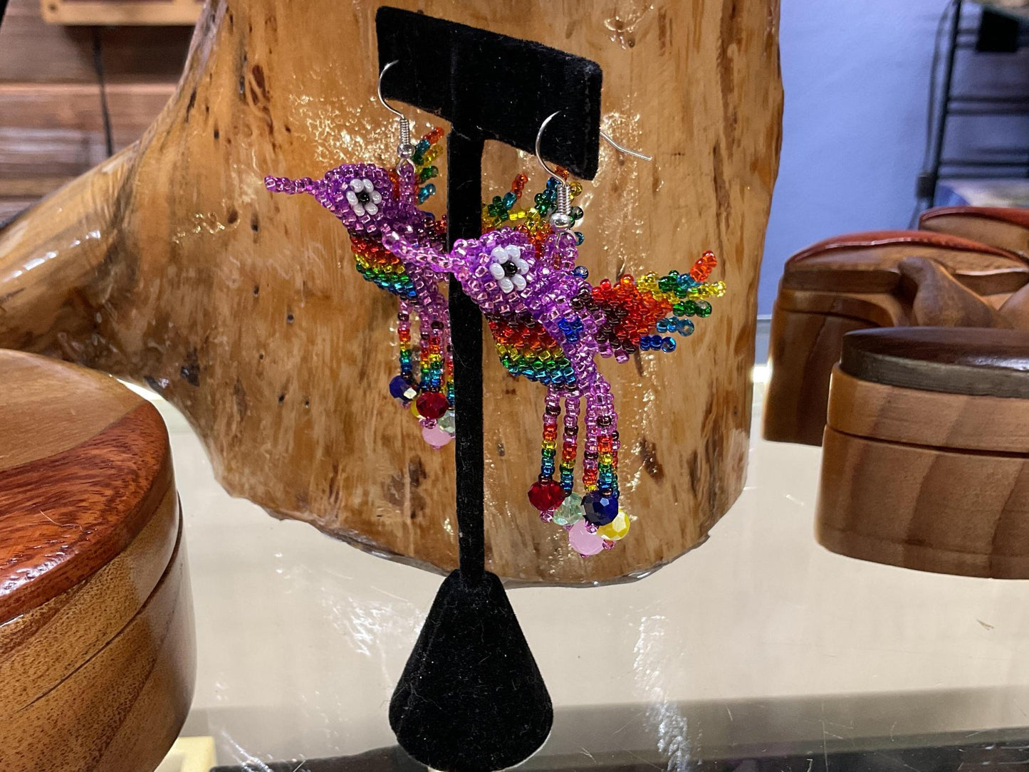 Beaded Hummingbird Earrings