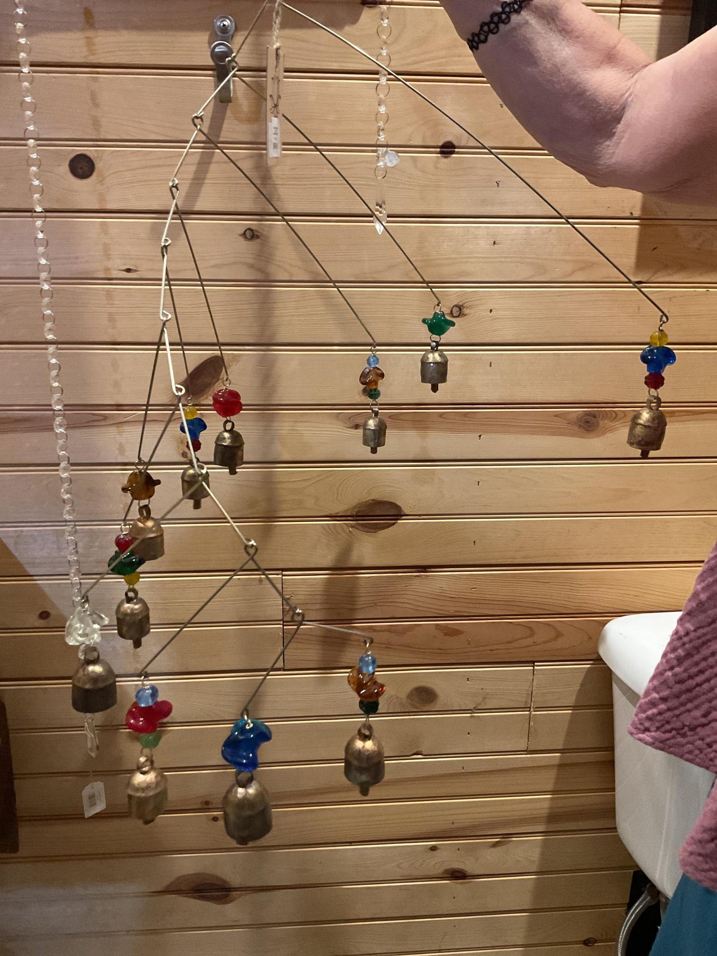 Eleven Bells with Colored Beads/Wire Mobile