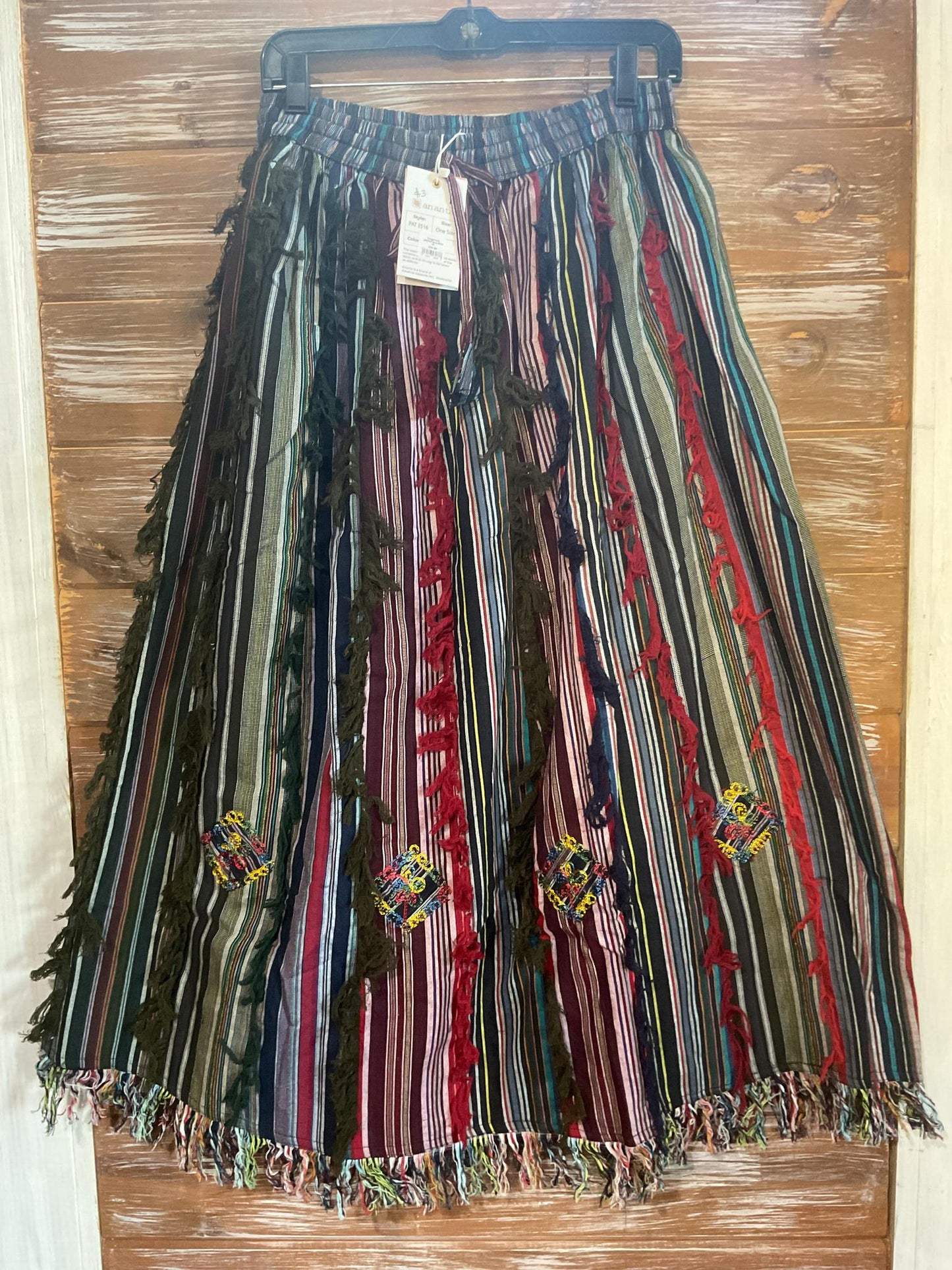 Cotton Fringed and patched long skirts