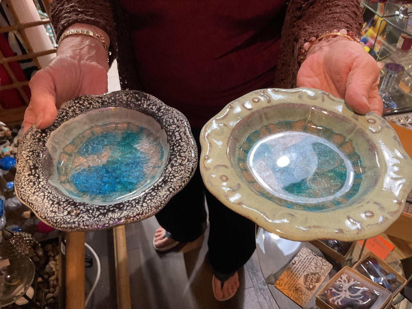 Cracked Glass Pottery Dishes Large