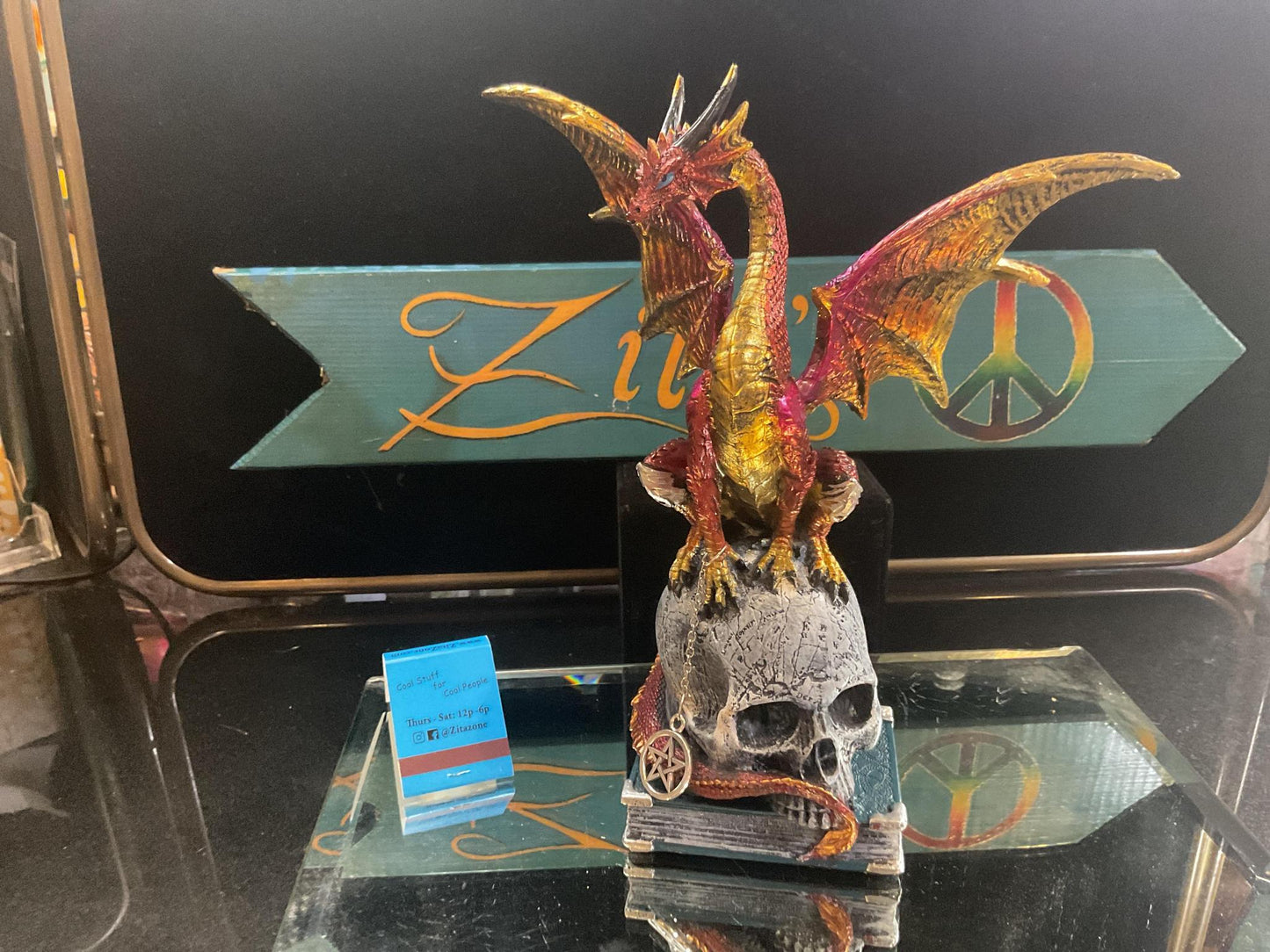 Red Dragon on Skull