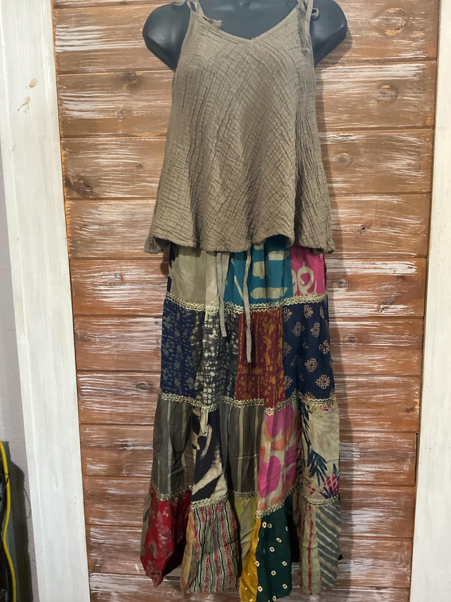 Bohemian Patchwork Skirts Midlength