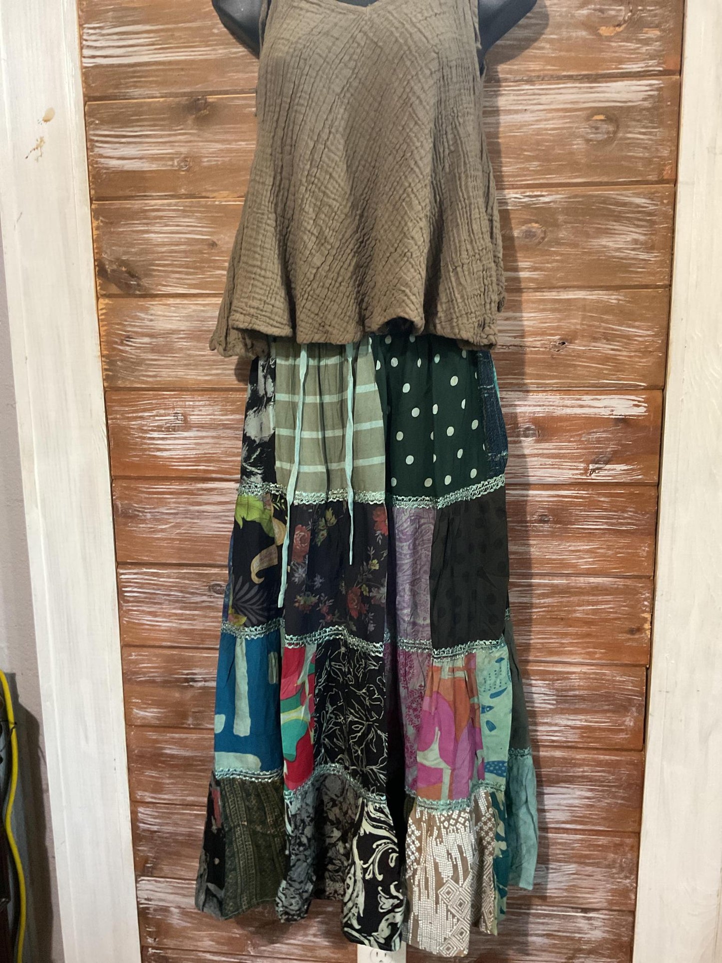 Bohemian Patchwork Skirts Midlength