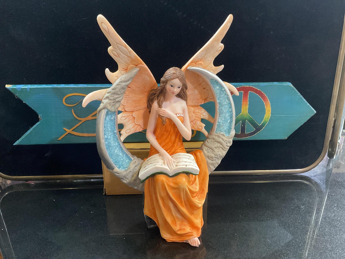 Fairy on Moon Reading 10” high