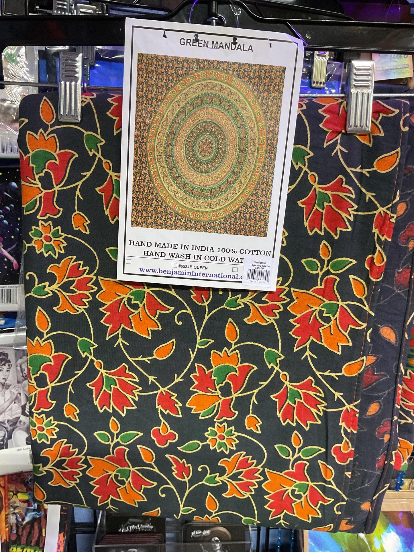 Green Elephant Double Tapestry