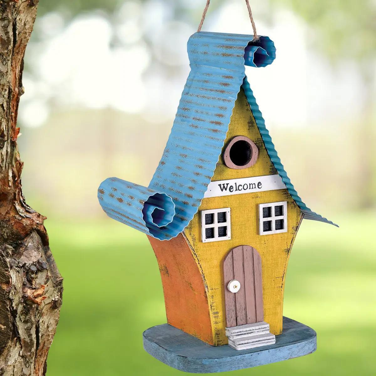 Blue/Yellow Birdhouse