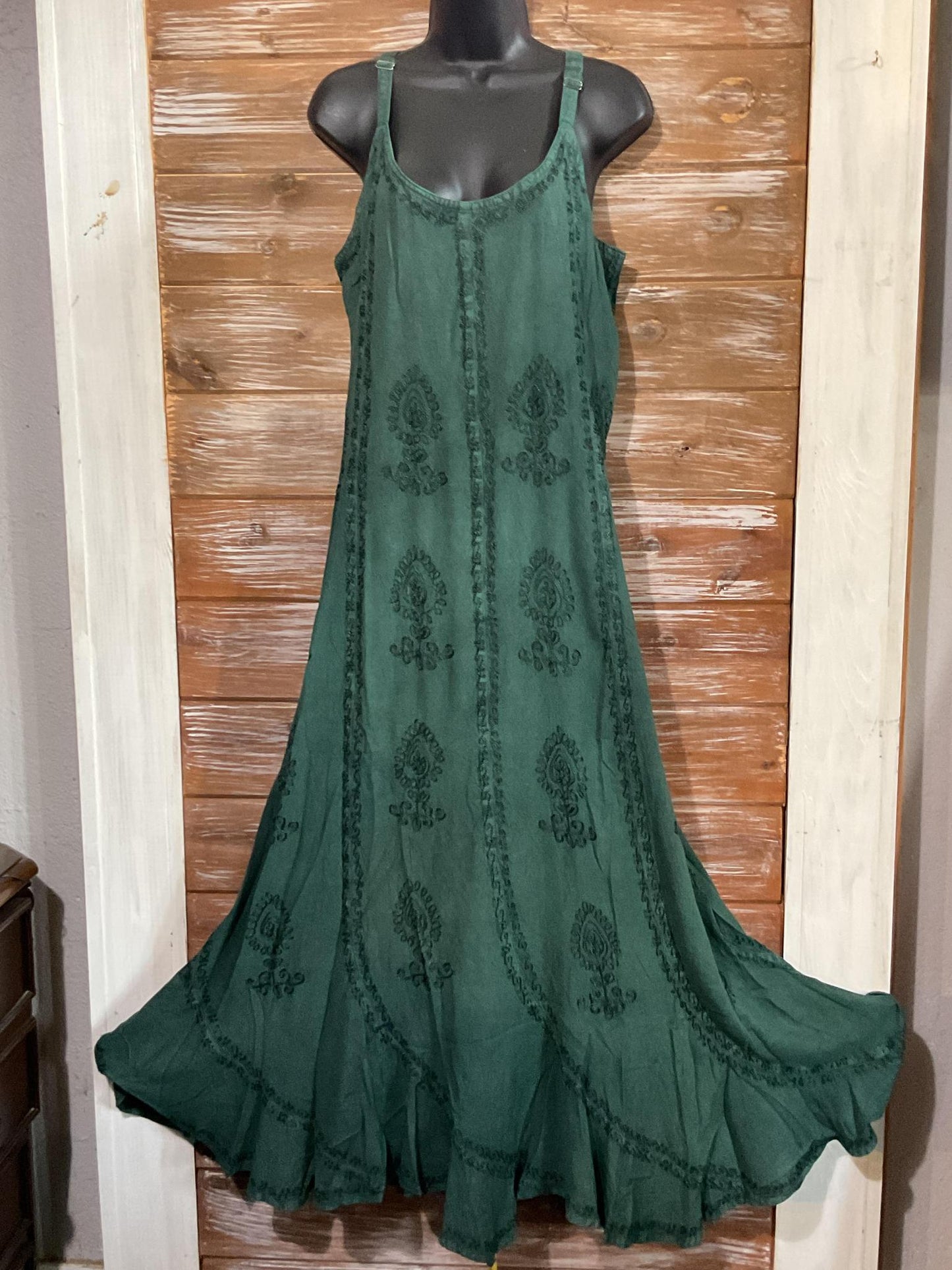 Long Stonewashed Dress With Adjustable Straps