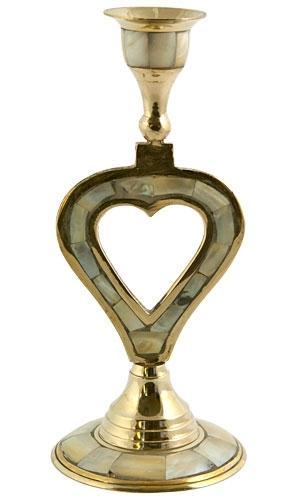 Brass Heart Candle Holder 6.5”