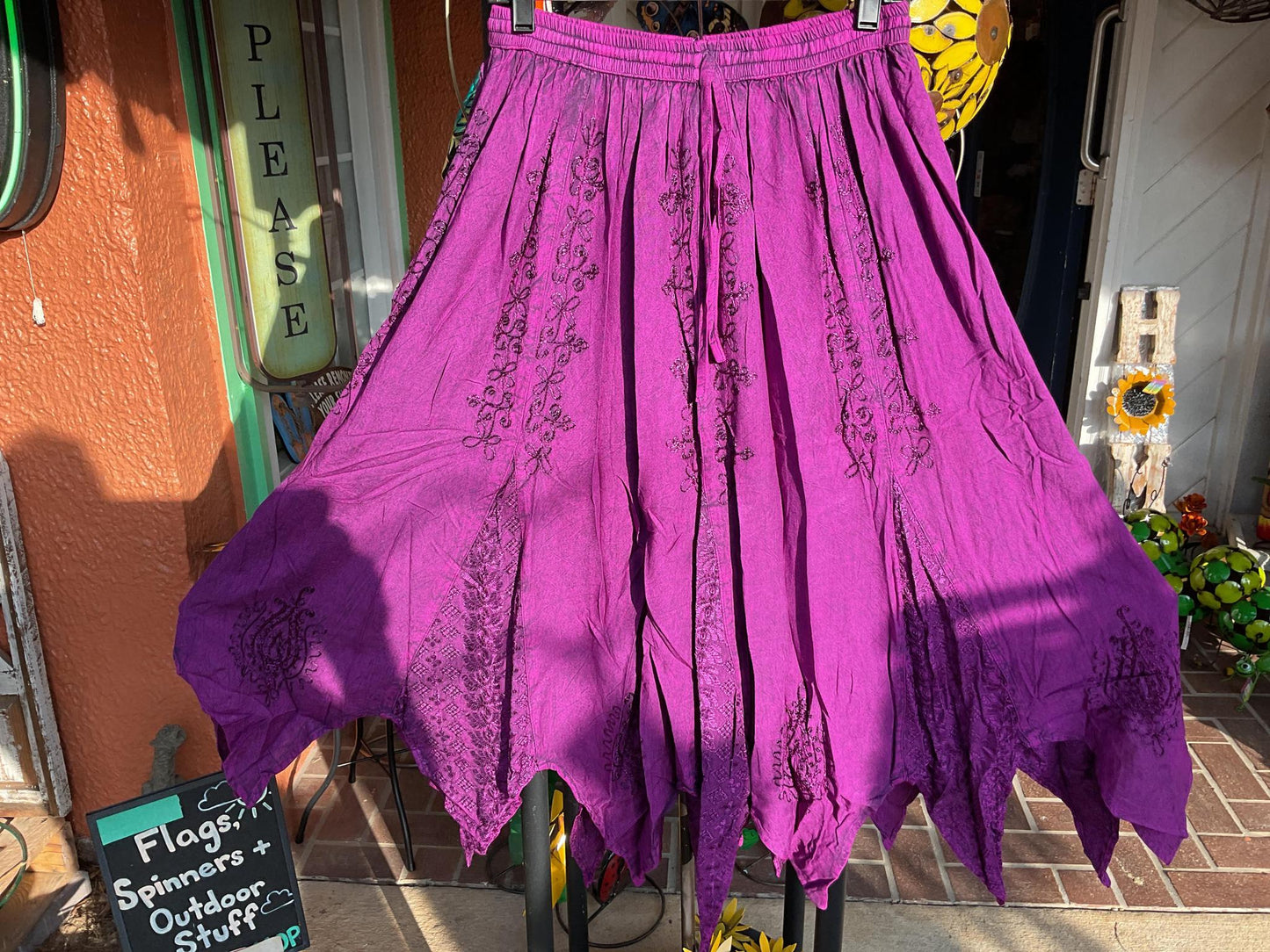 Acid Wash Skirts With Pointed Panels