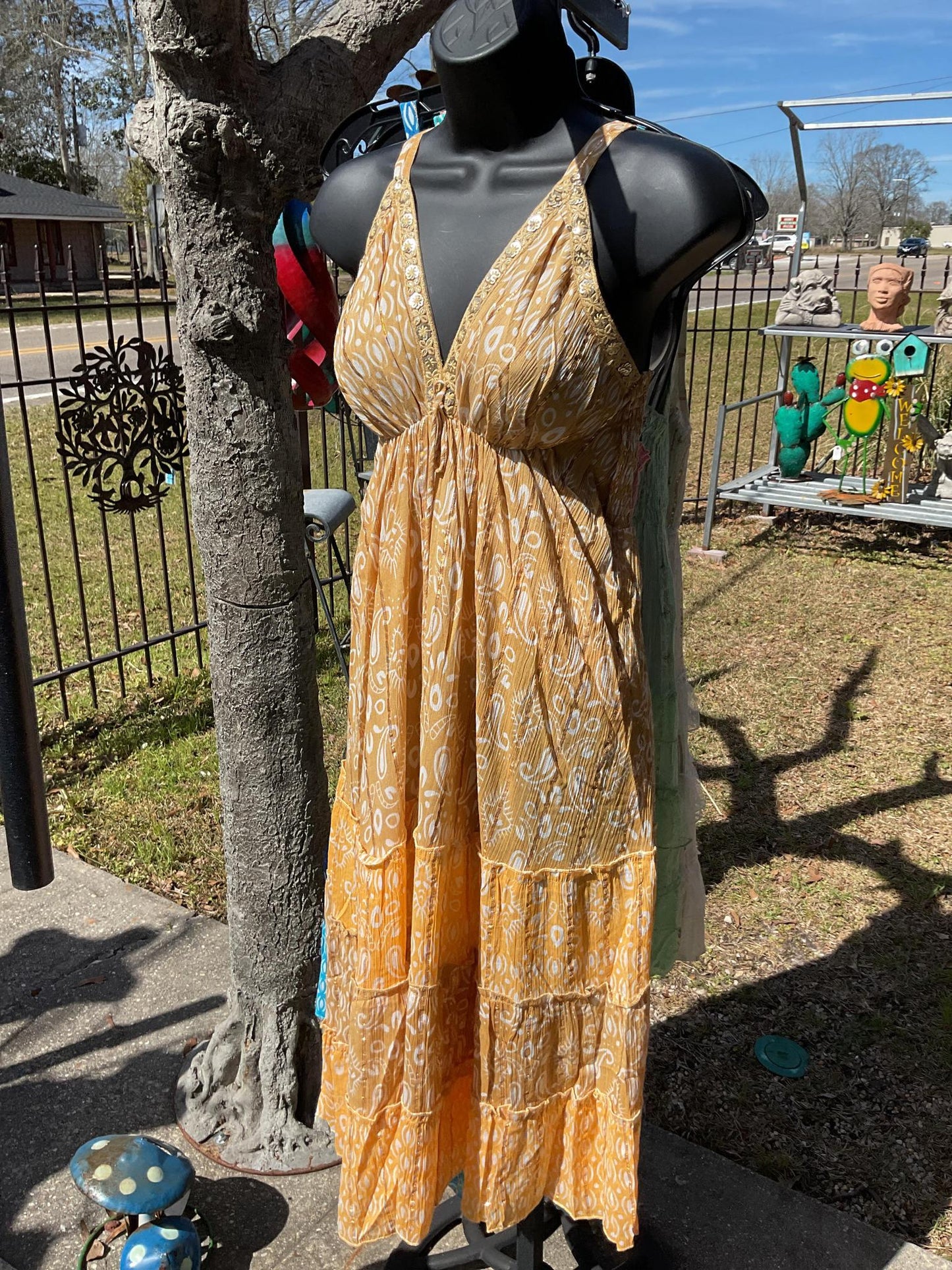 Paisley Print Boho Midi Dress