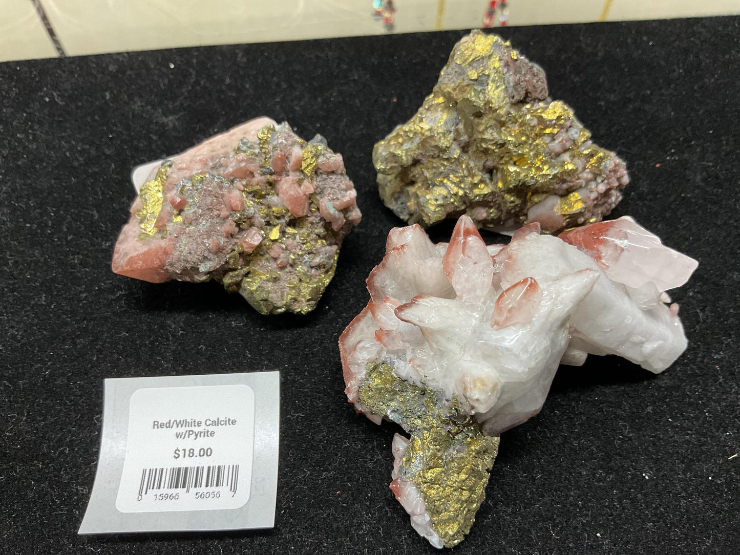 Red/White Calcite w/Pyrite