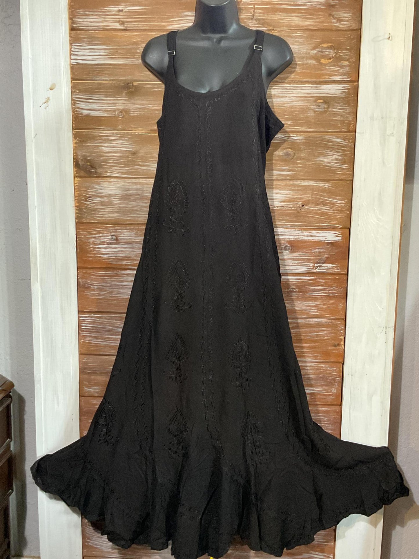 Long Stonewashed Dress With Adjustable Straps