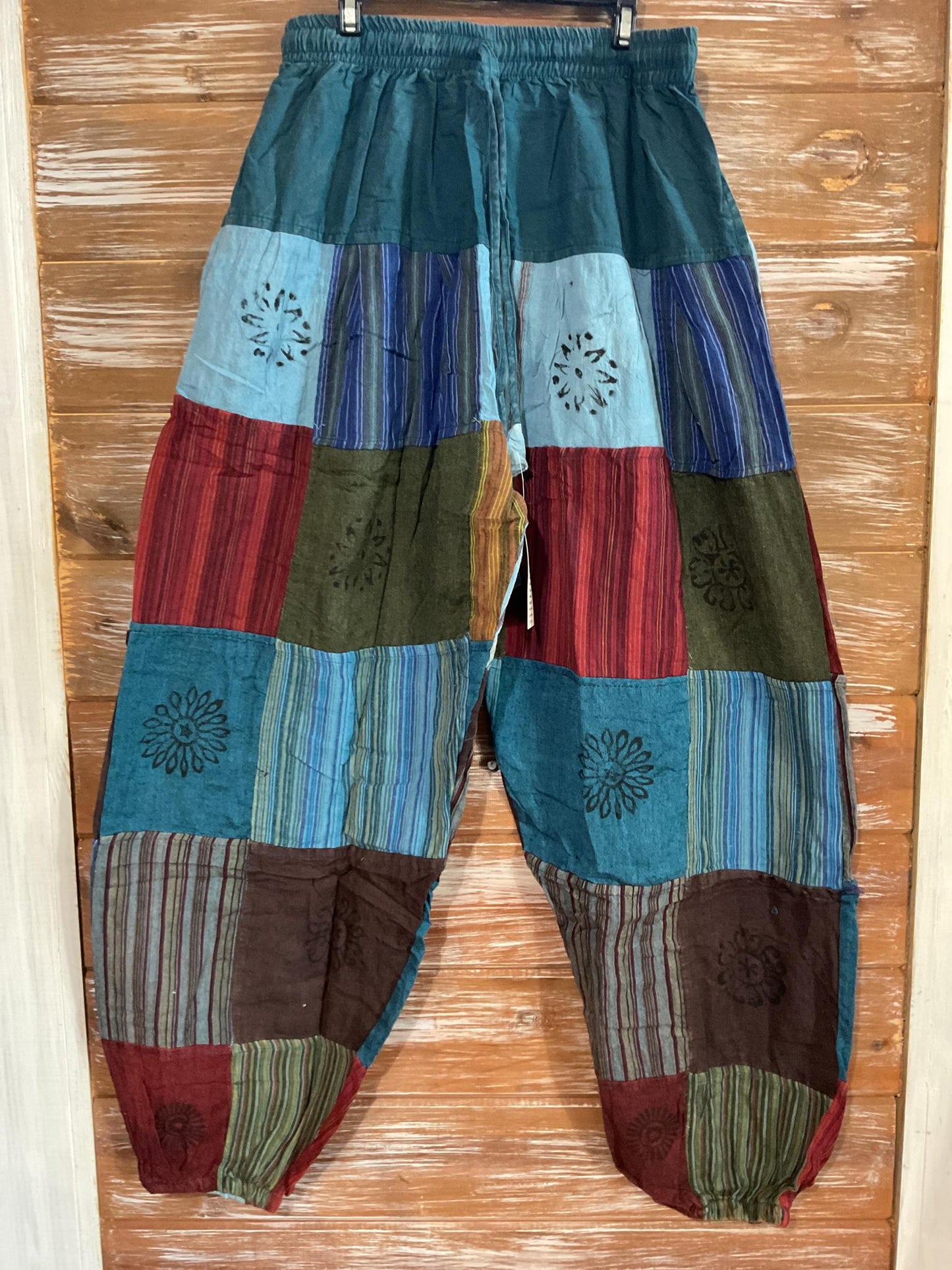Cotton Patchwork Baggy Pants
