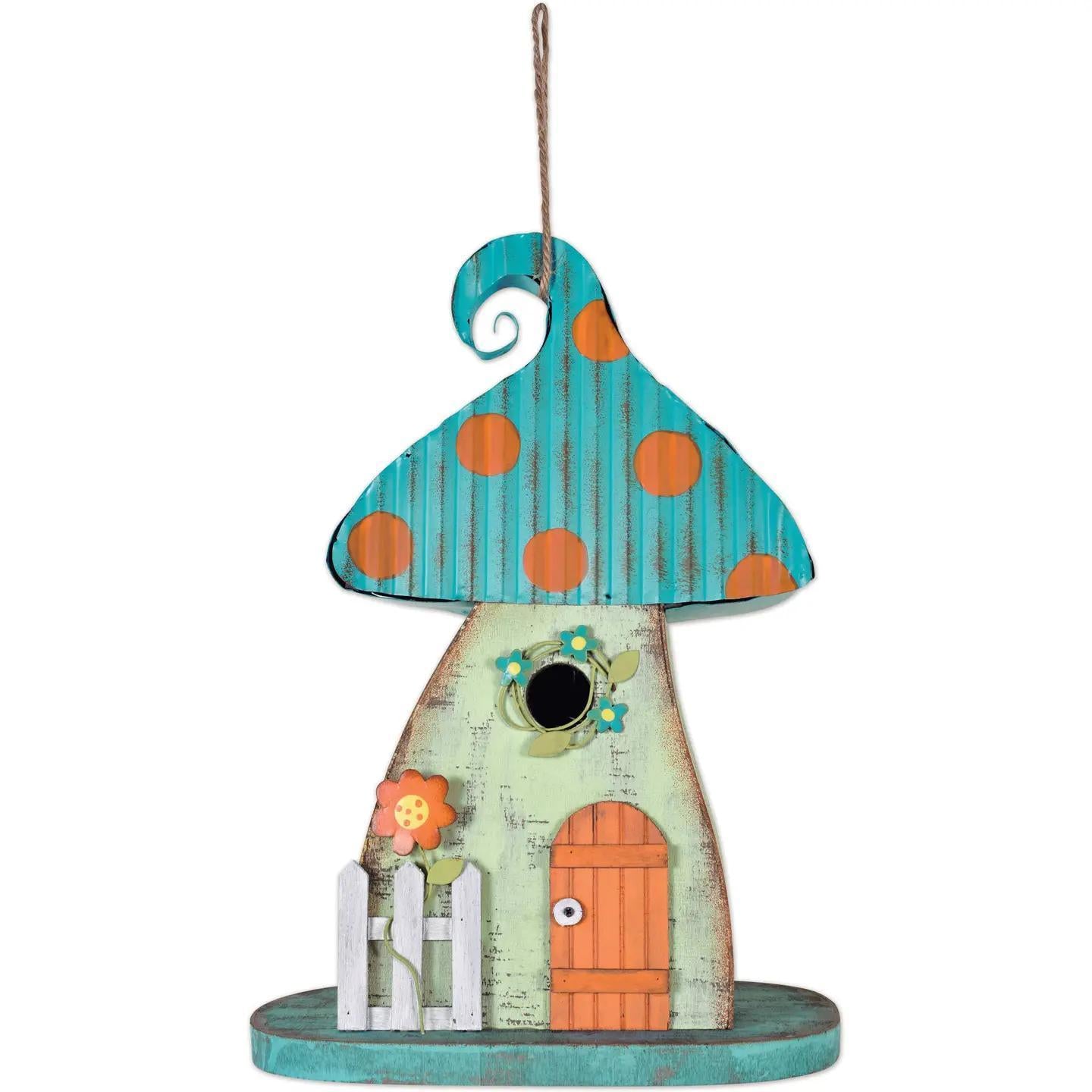 Country Gardens Getaway Fairy-Tail Blue Mushroom Cottage Bird