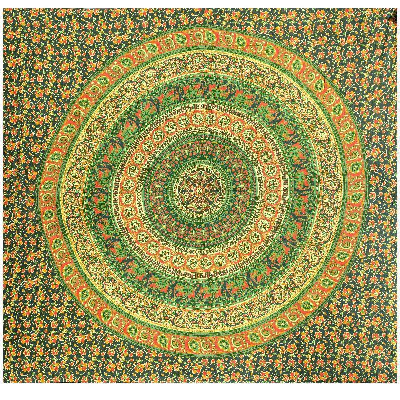 Green Elephant Double Tapestry