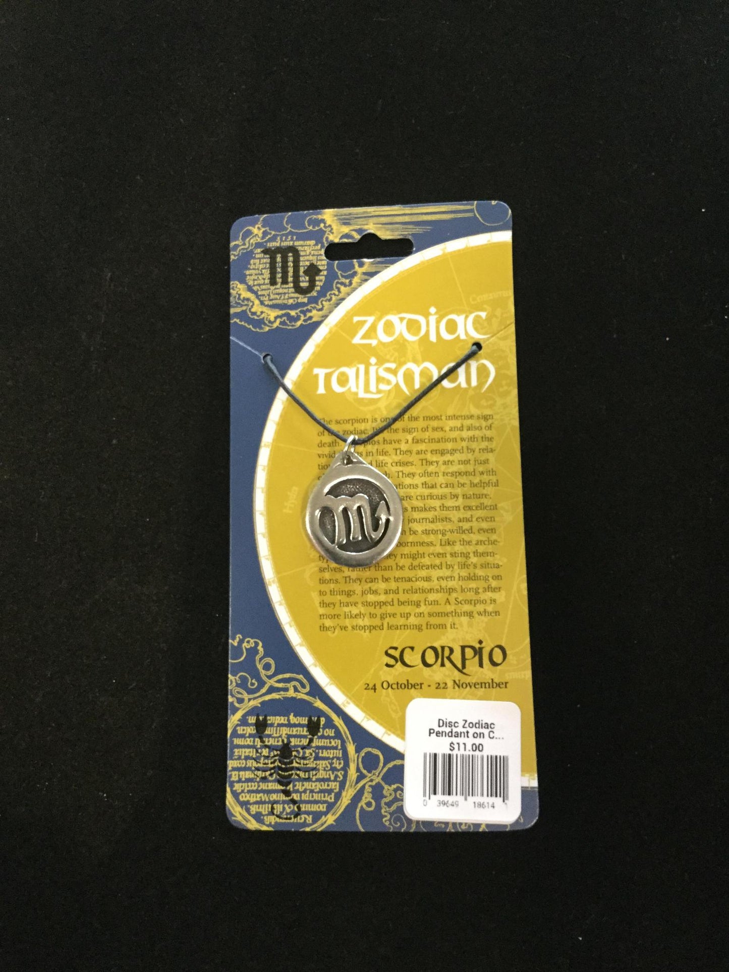 Disc Zodiac Pendant on Cord Large