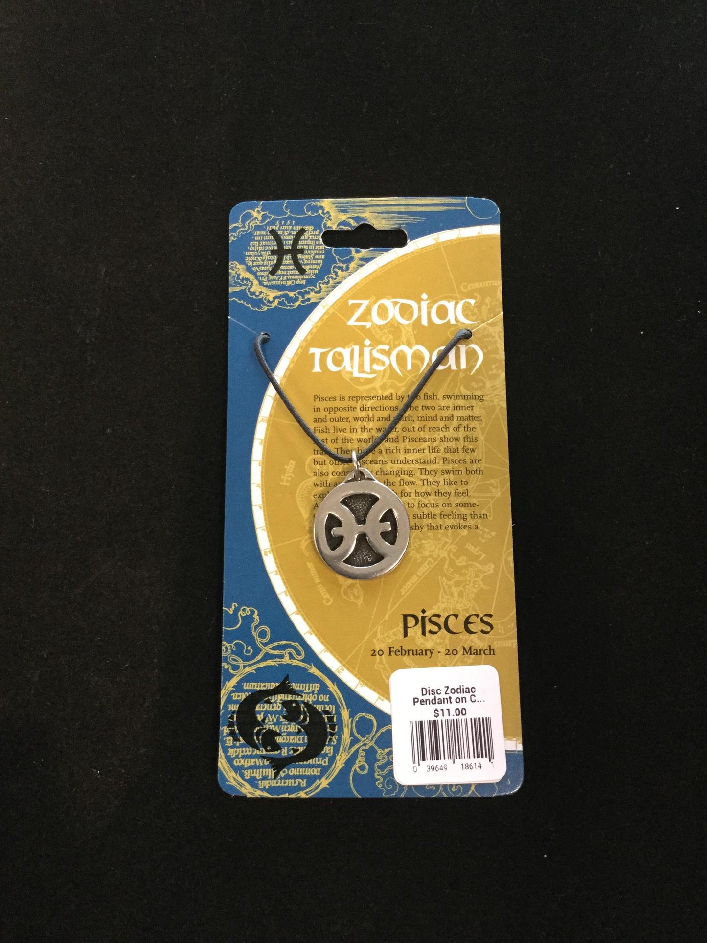 Disc Zodiac Pendant on Cord Large