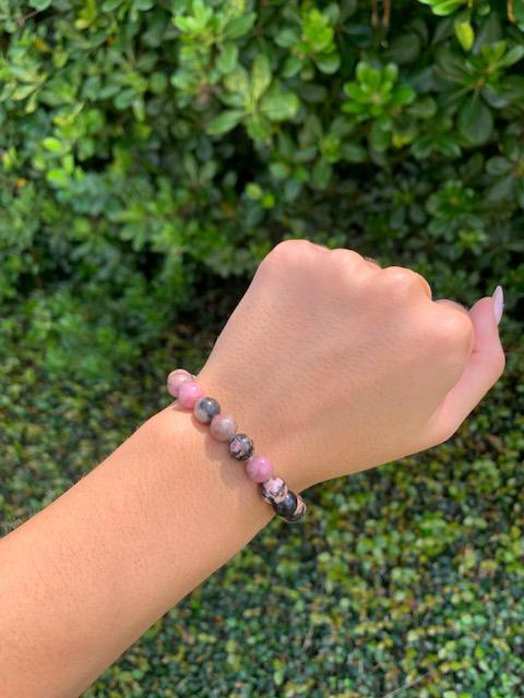 Rhodonite Natural Stone Bracelet 8mm