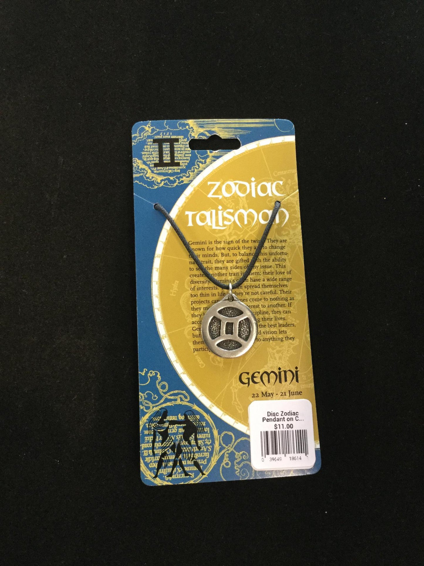 Disc Zodiac Pendant on Cord Large