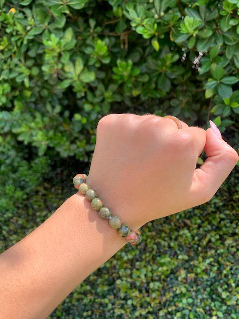 Unakite Natural Stone Bracelet 8mm