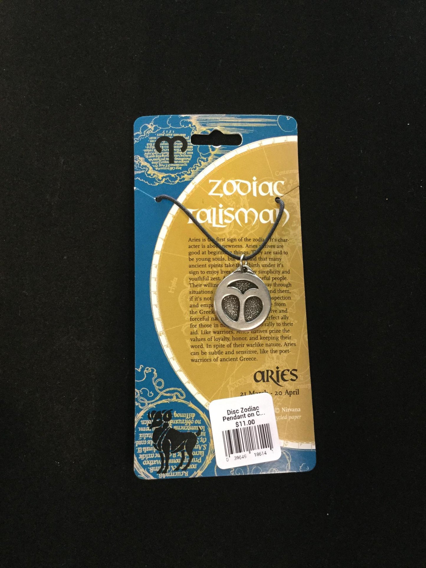 Disc Zodiac Pendant on Cord Large