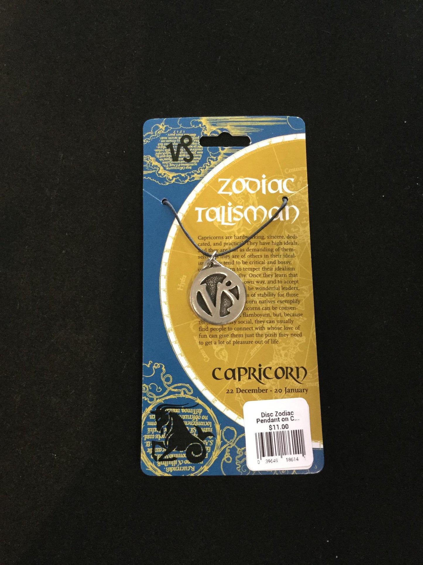 Disc Zodiac Pendant on Cord Large