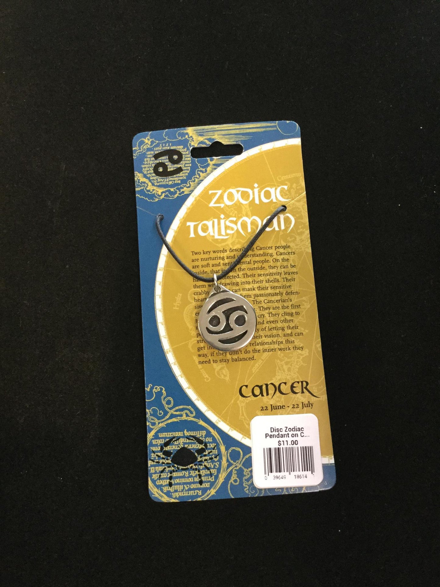 Disc Zodiac Pendant on Cord Large