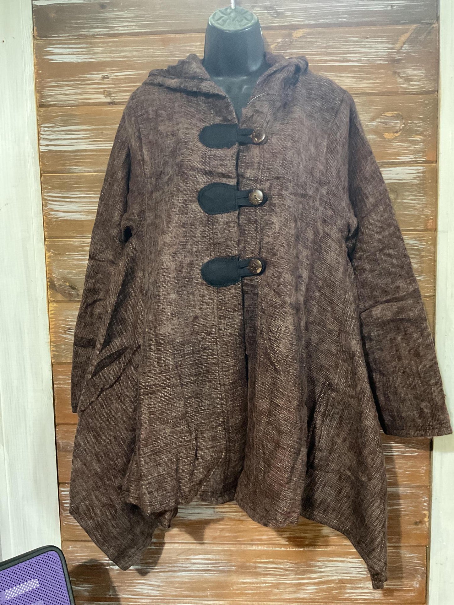 Wool Hoodie Poncho Jacket