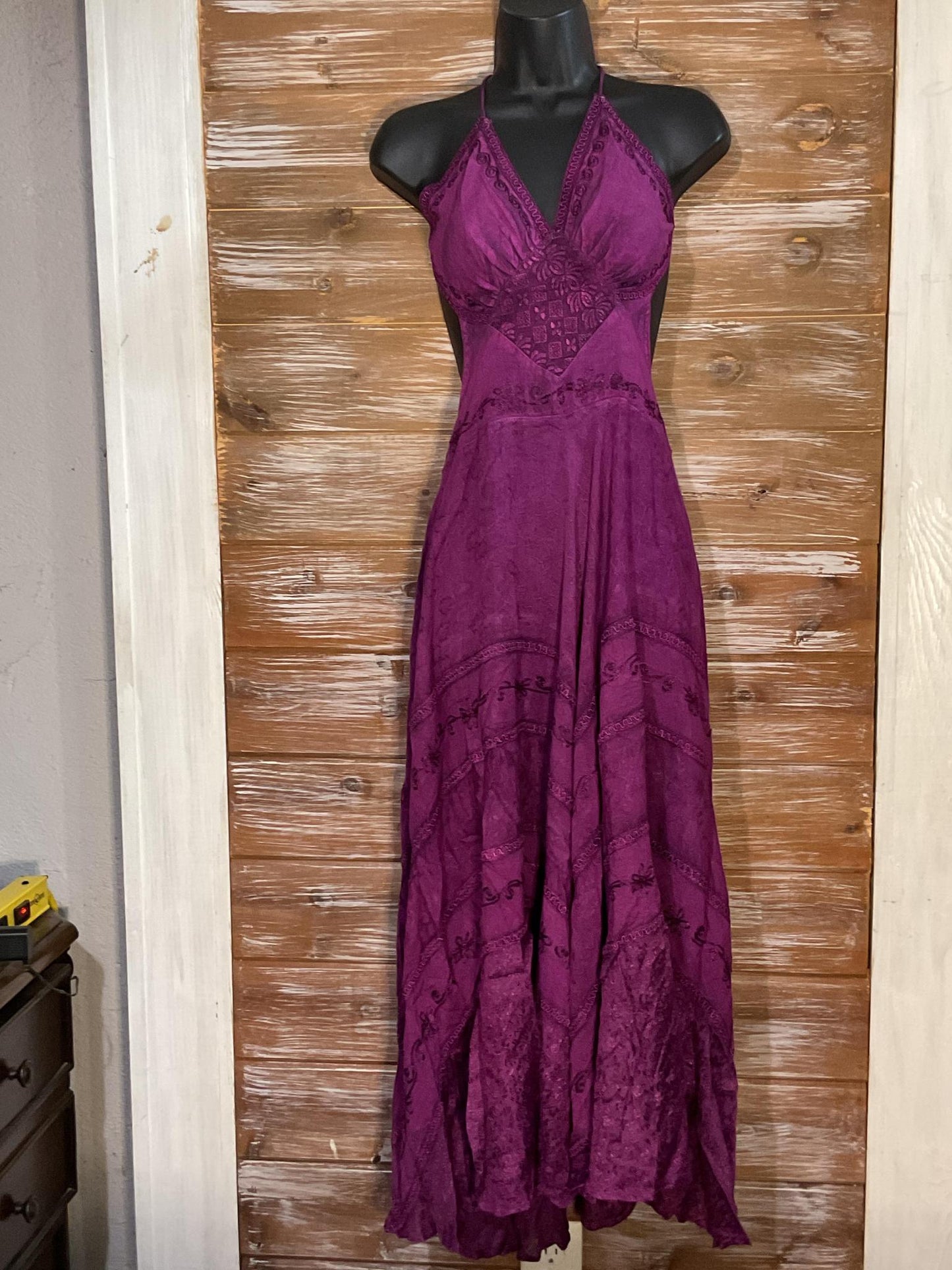 Long Halter Crossover Bare Back Ren Fest Dress (See Colors and Sizes)