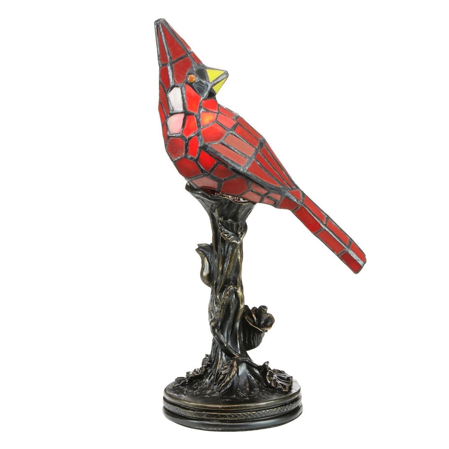 13.5"H Skylar Red Cardinal Stained Glass Bird Accent Lamp