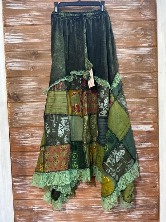 Cotton Midi Skirt W/Uneven Hem