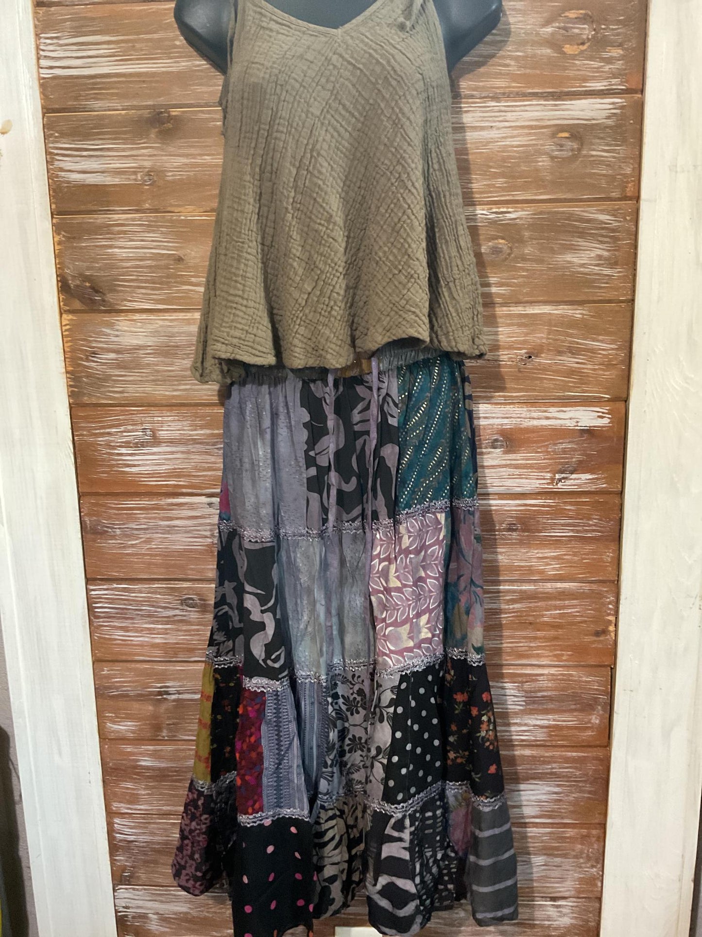 Bohemian Patchwork Skirts Midlength