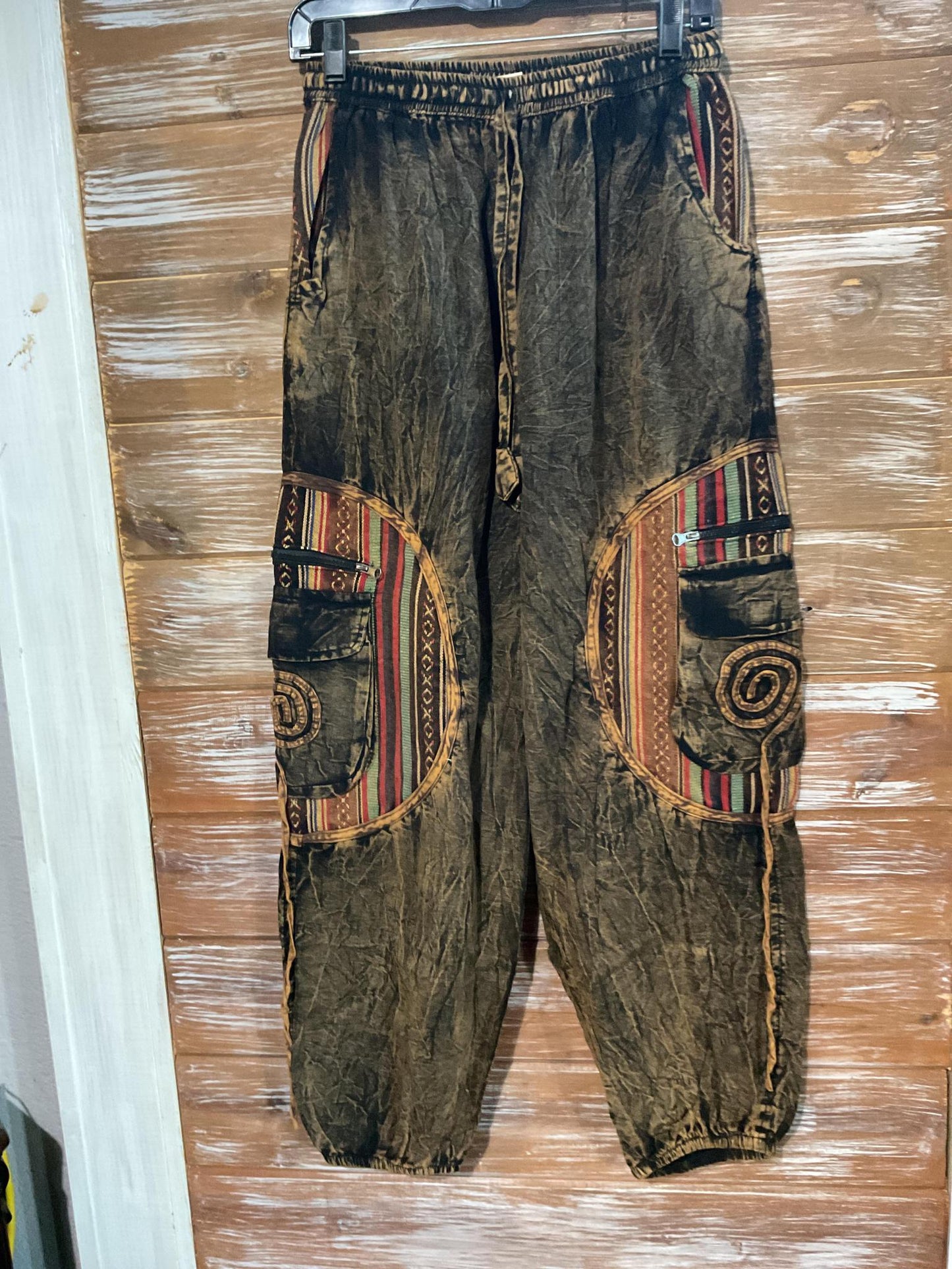 Cotton Cargo Pants with Inlay Patch and Zipper