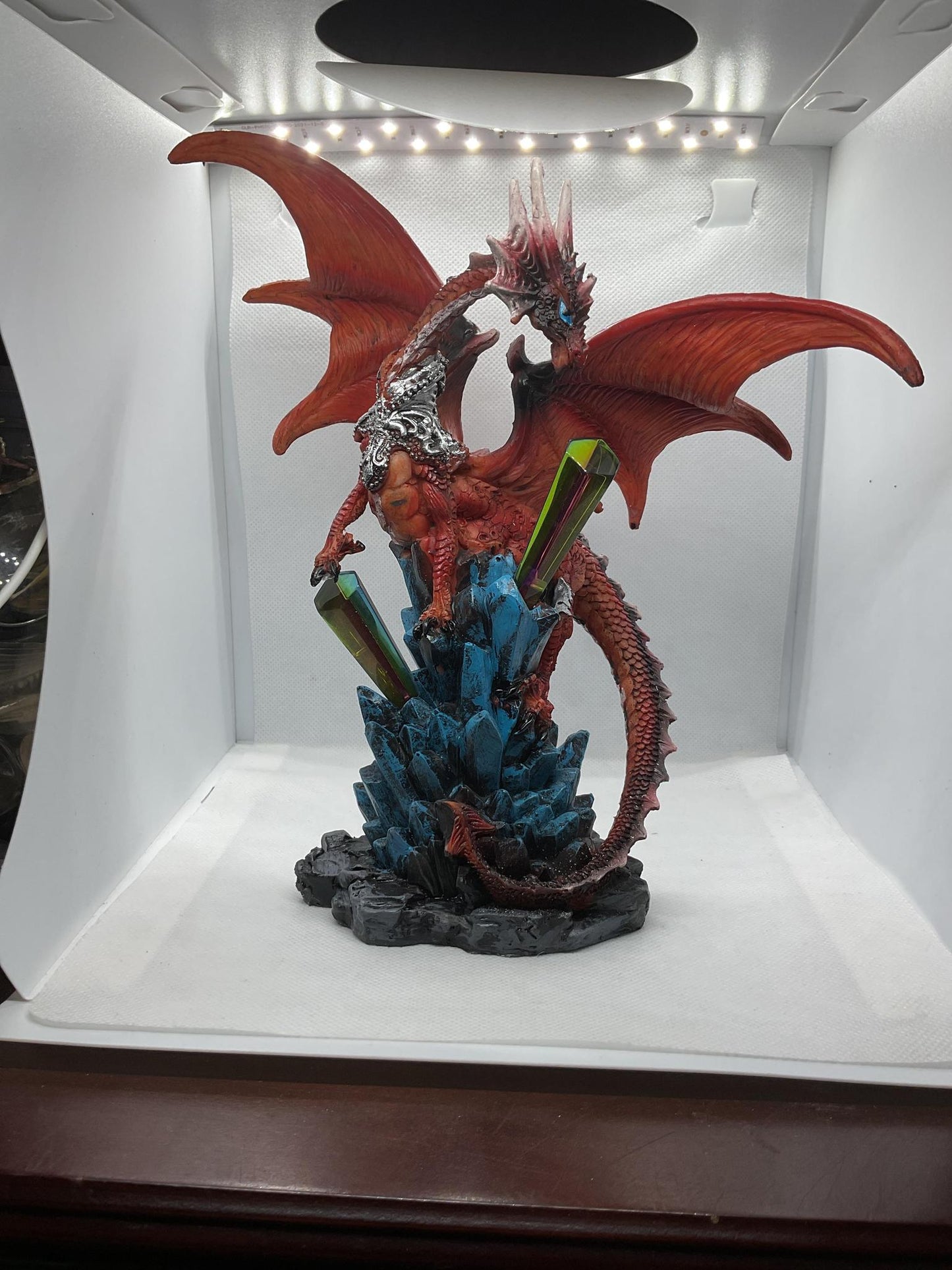 Red Dragon on Rainbow Crystal 9”