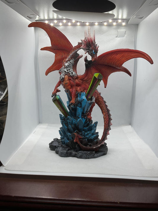 Red Dragon on Rainbow Crystal 9”
