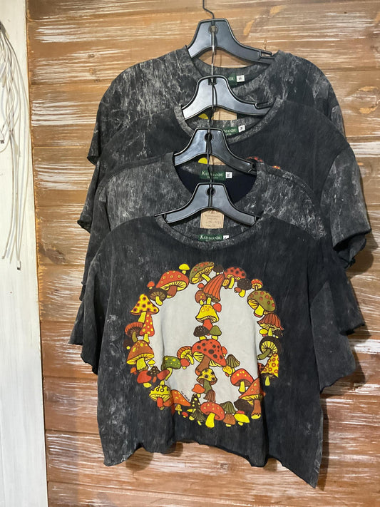Cotton Crop Top with Peace Sign
