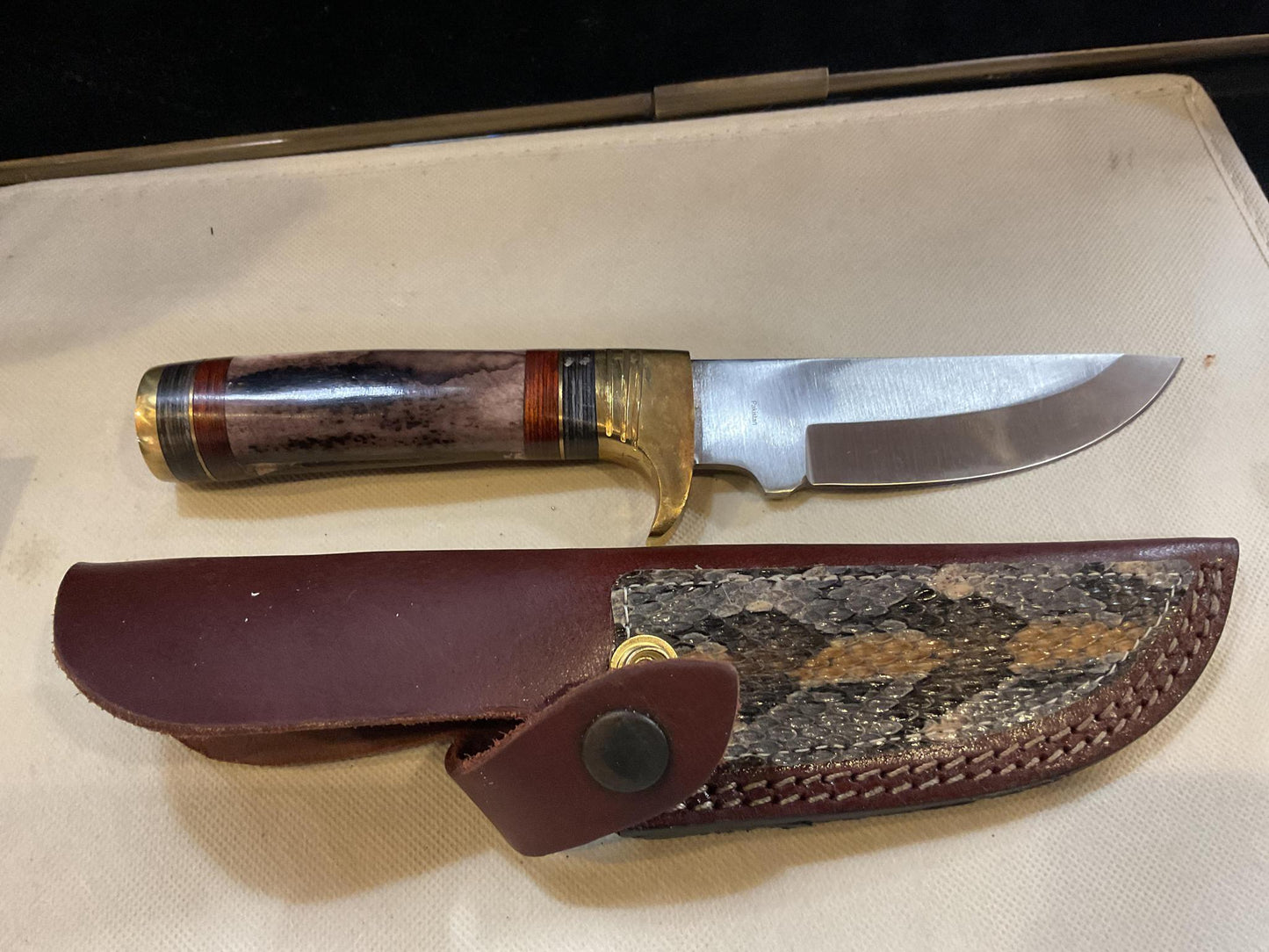 9.5” Brass & Bone with Rattlesnake Inlay Sheath