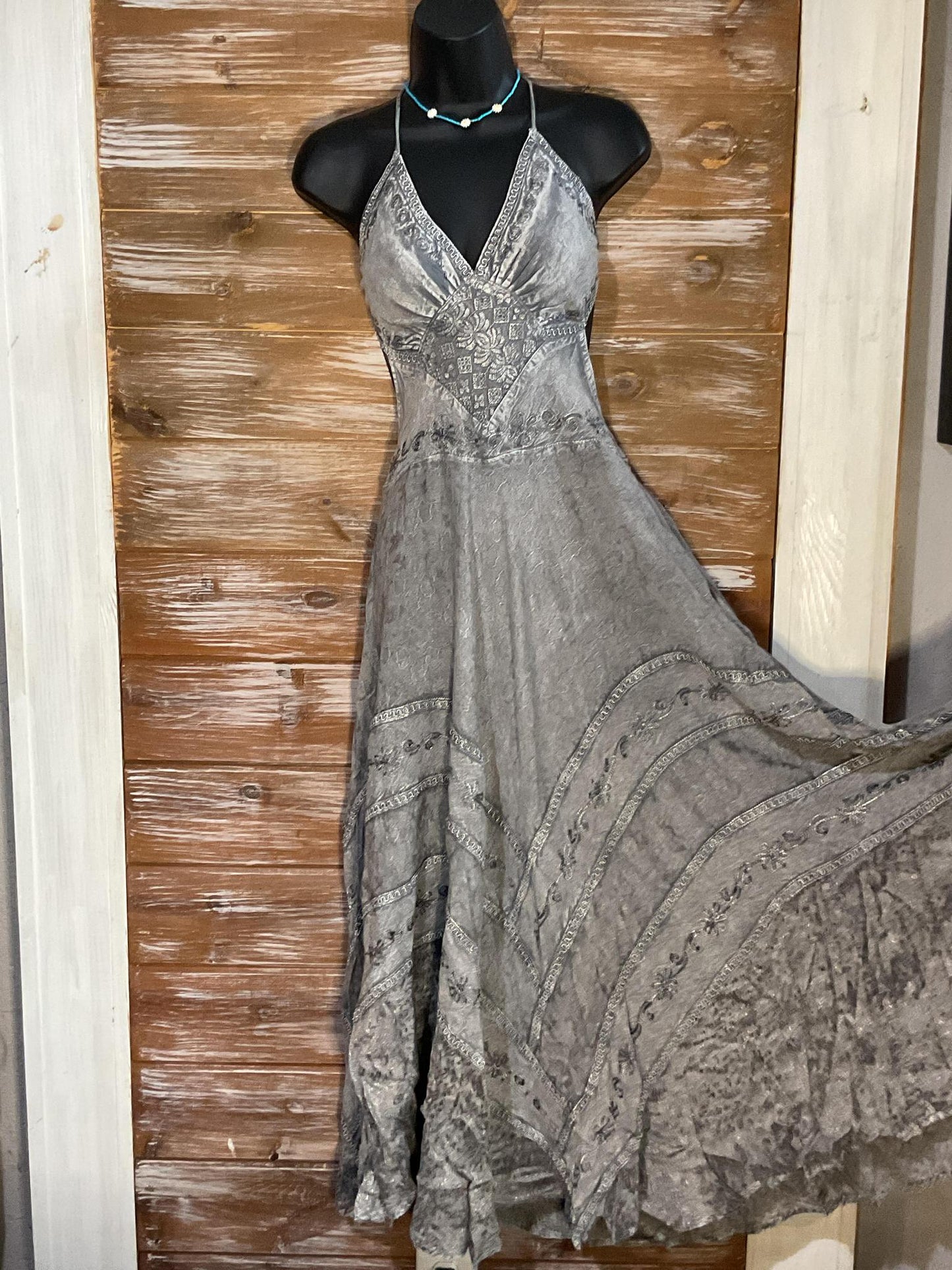 Long Halter Crossover Bare Back Ren Fest Dress (See Colors and Sizes)