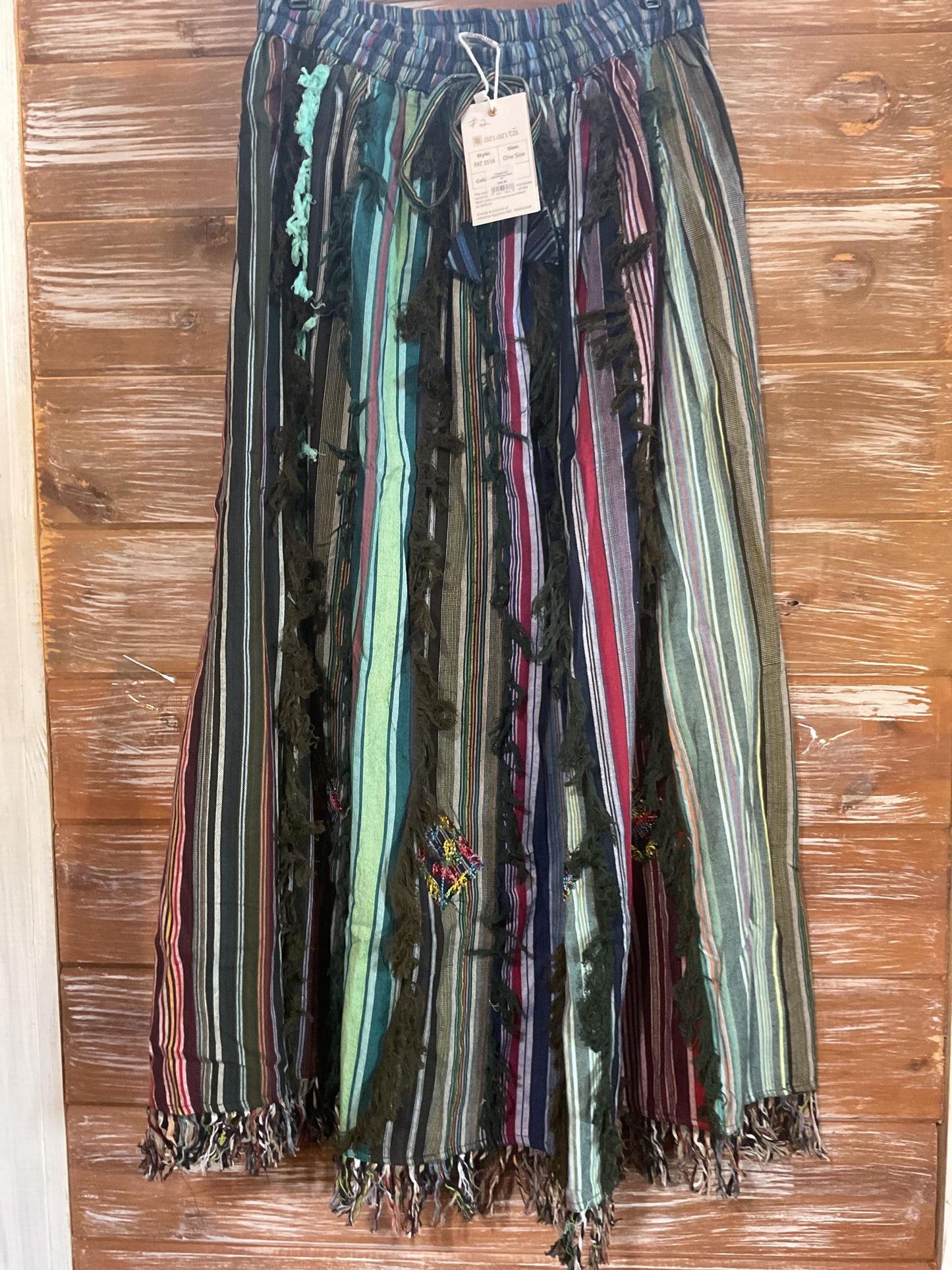 Cotton Fringed and patched long skirts