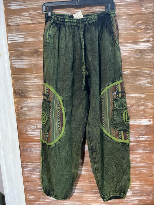 Cotton Cargo Pants with Inlay Patch and Zipper