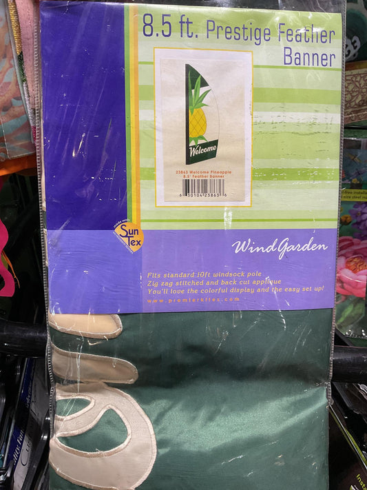 8.5’ Prestige Feather Banner Welcome Pineapple