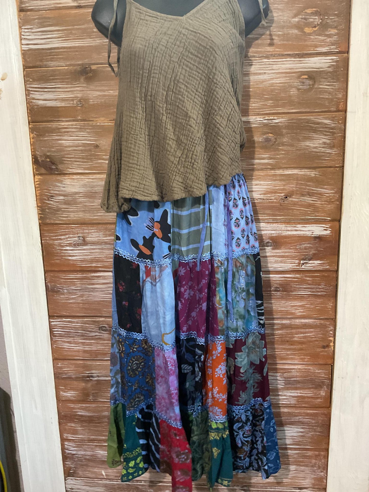 Bohemian Patchwork Skirts Midlength