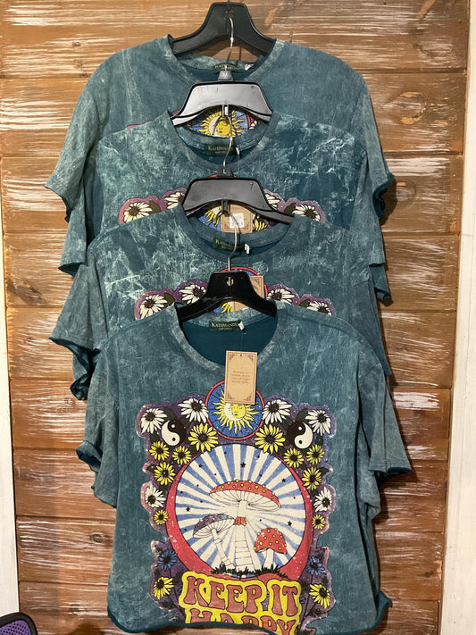 Cotton Crop Top With Mushrooms