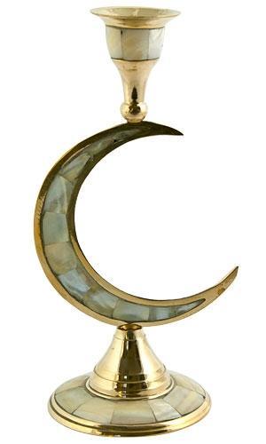 Brass Moon Candle Holder 7”