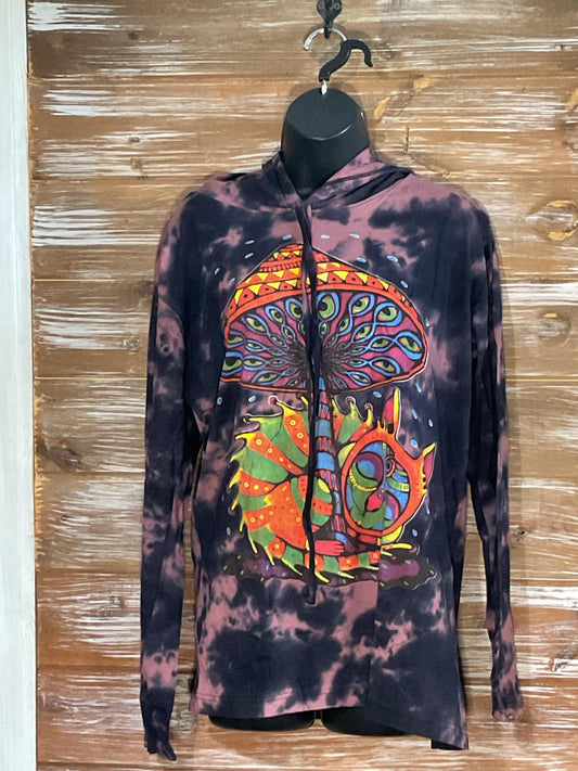 Cat Sleeping under Mushroom Hoodie Cotton