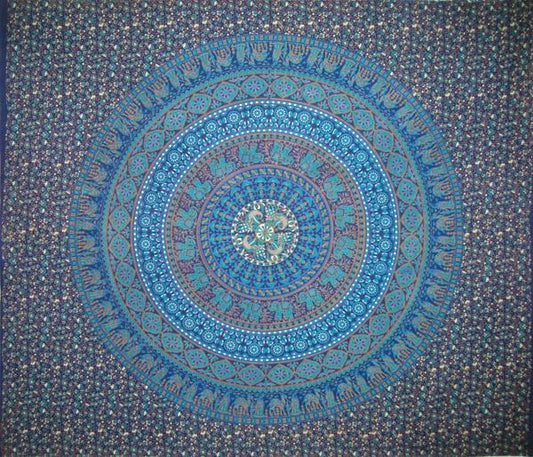 Dark Elephant Indian Tapestry