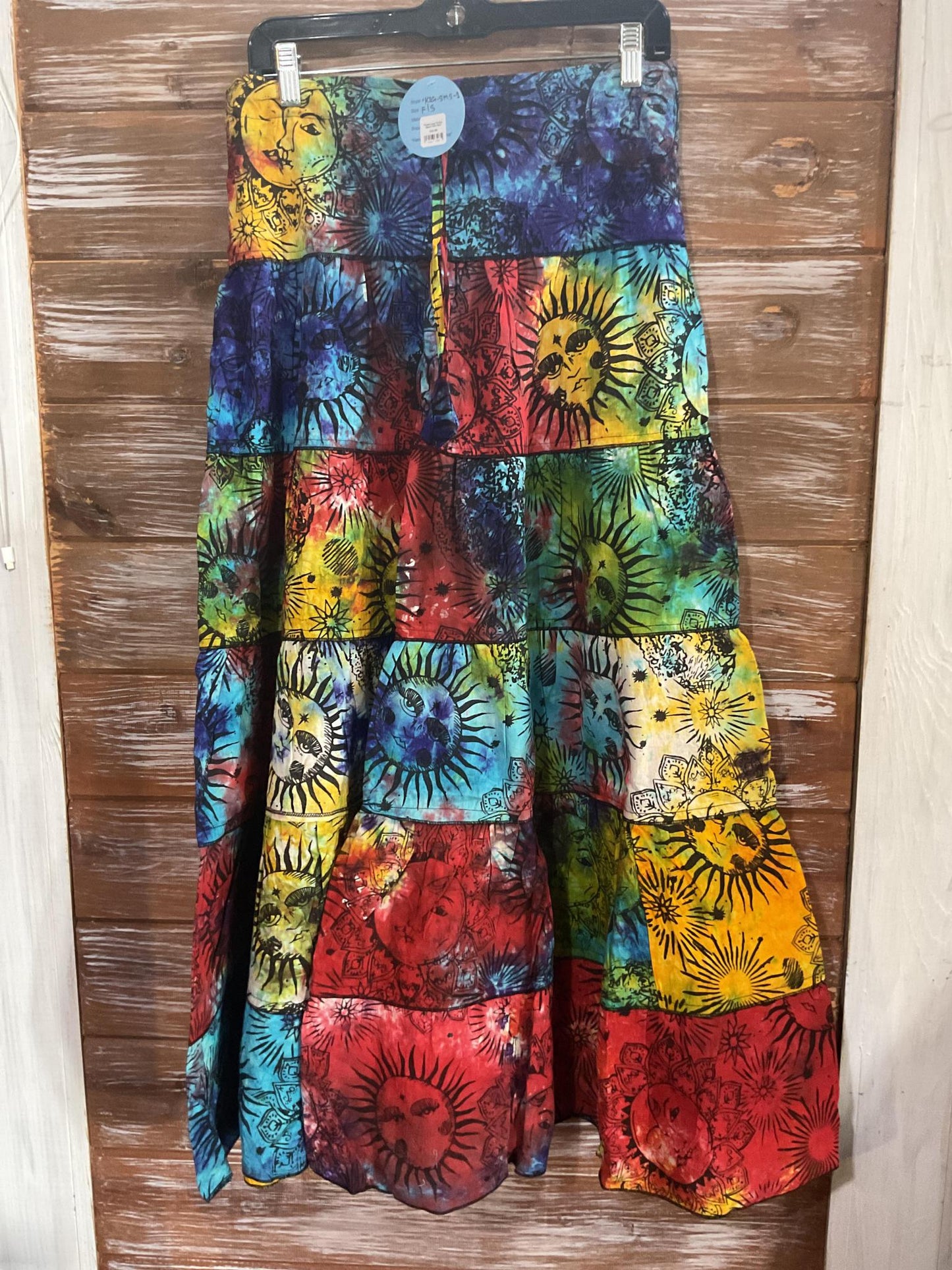 Tiered Long TD Sun Moon Print Skirt