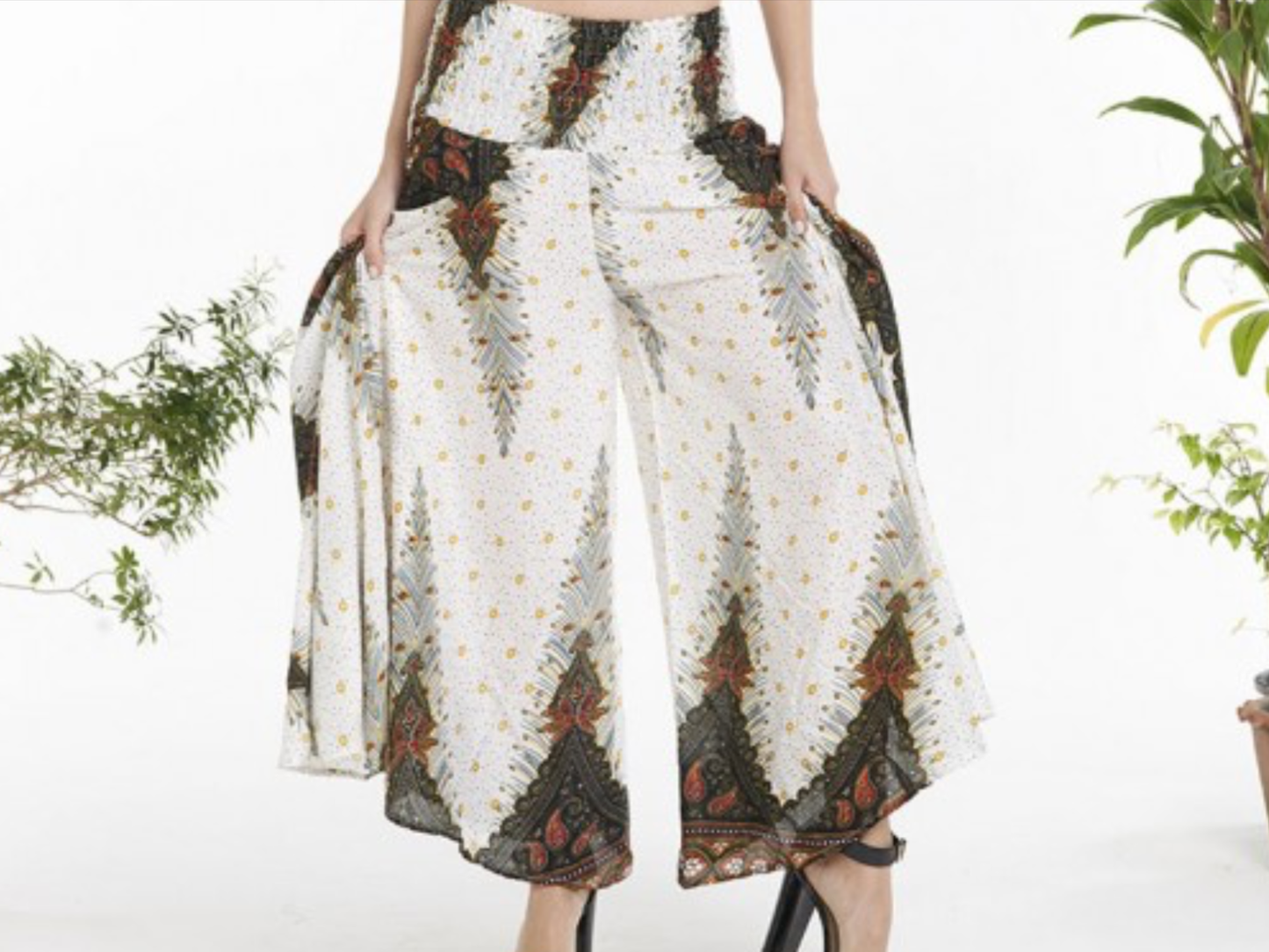 Wide Leg Elastic Yolk Pants