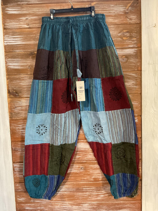 Cotton Patchwork Baggy Pants